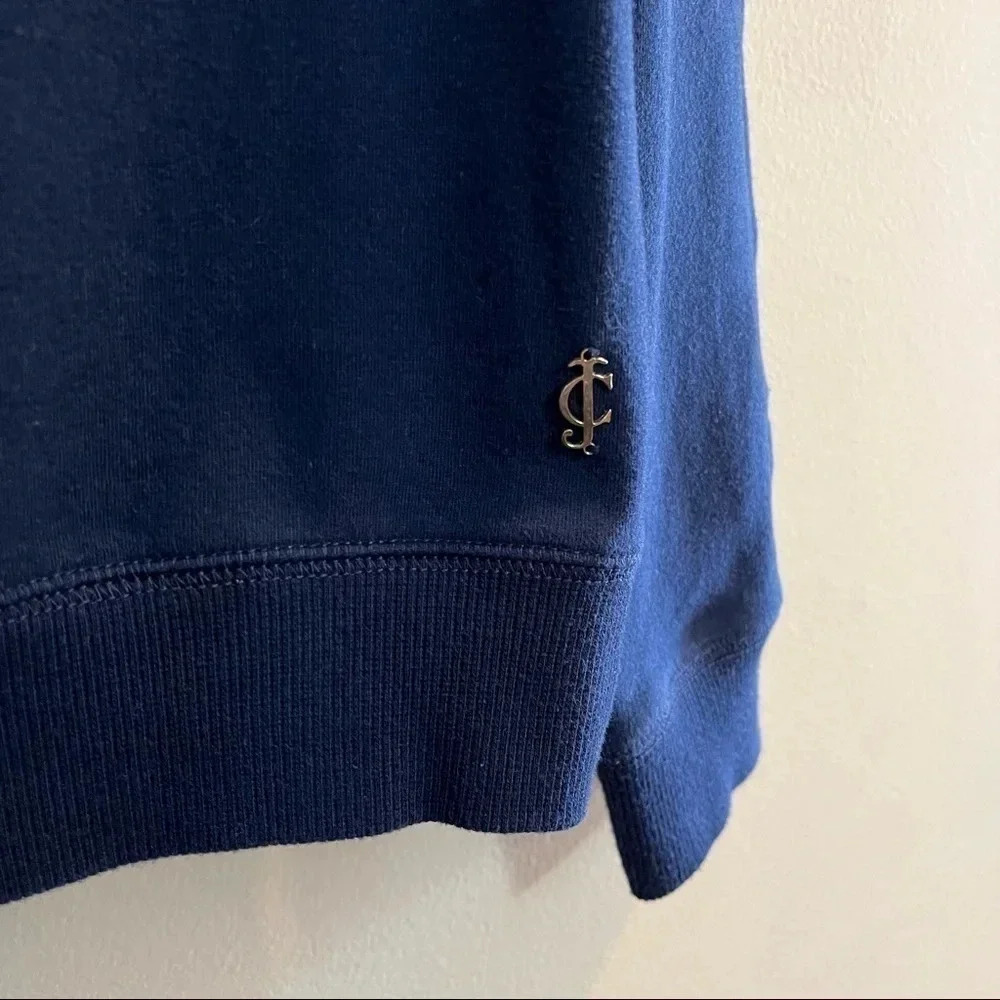 Juicy Couture Womens Navy Sheer Back Chains Long Sleeve Sweatshirt Shirt Top M - Picture 2 of 10